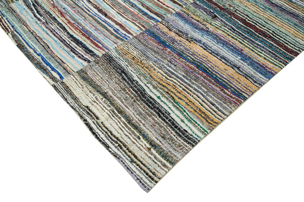 Kırk Yama Gri Patchwork Pamuk Yün El Dokuma Halısı 280x355 Agacan