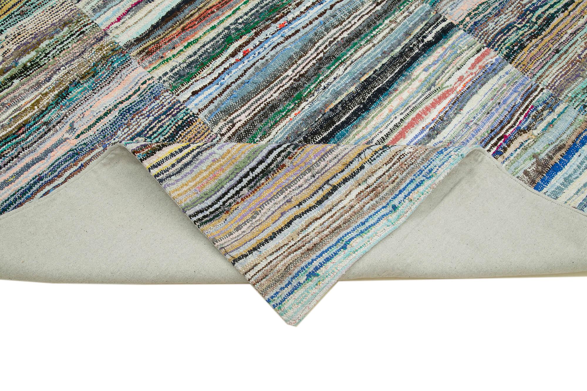 Kırk Yama Gri Patchwork Pamuk Yün El Dokuma Halısı 280x355 Agacan