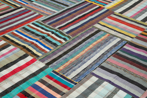 Kırk Yama Gri Patchwork Pamuk Yün El Dokuma Halısı 357x457 Agacan