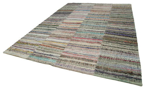 Kırk Yama Gri Patchwork Pamuk Yün El Dokuma Halısı 276x386 Agacan