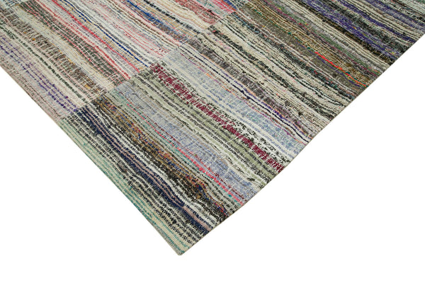 Kırk Yama Gri Patchwork Pamuk Yün El Dokuma Halısı 276x386 Agacan
