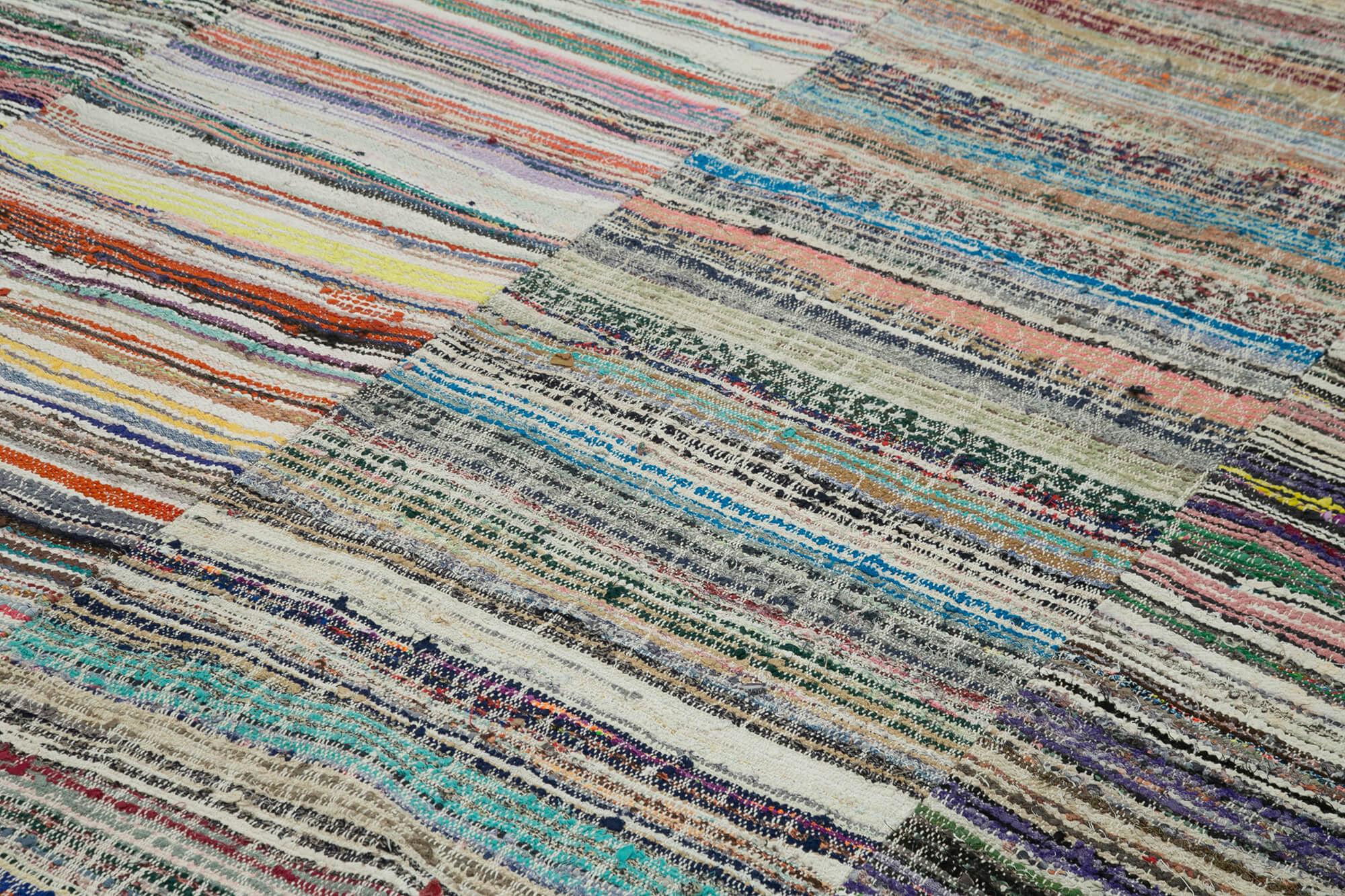 Kırk Yama Gri Patchwork Pamuk Yün El Dokuma Halısı 276x386 Agacan