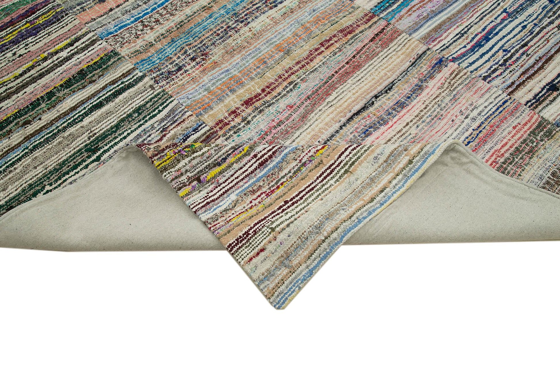 Kırk Yama Gri Patchwork Pamuk Yün El Dokuma Halısı 276x386 Agacan