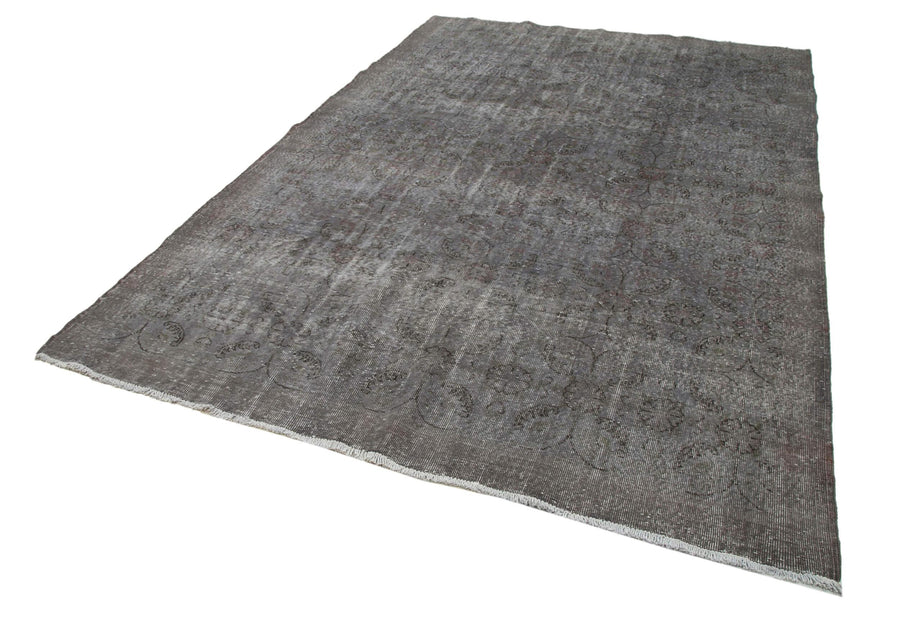 Overdyed Vintage Gri Eskitme Pamuk Yün El Dokuma Halısı 212x318 Agacan