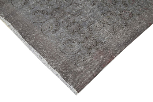 Overdyed Vintage Gri Eskitme Pamuk Yün El Dokuma Halısı 212x318 Agacan