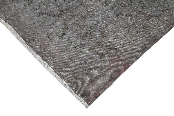 Overdyed Vintage Gri Eskitme Pamuk Yün El Dokuma Halısı 212x318 Agacan