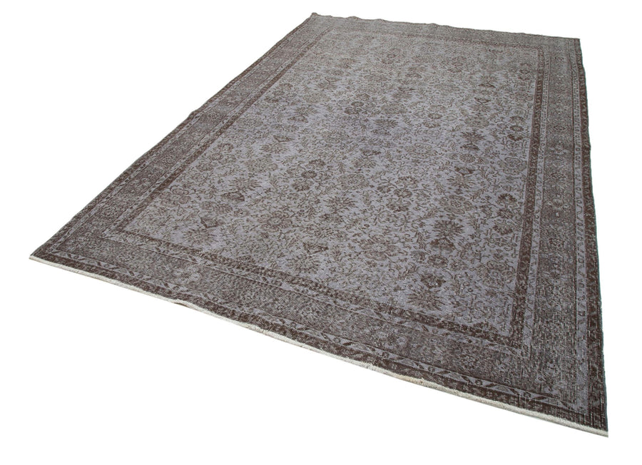 Overdyed Vintage Gri Eskitme Pamuk Yün El Dokuma Halısı 208x316 Agacan