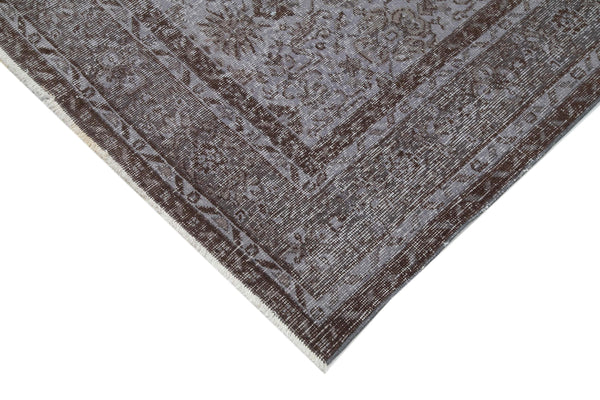 Overdyed Vintage Gri Eskitme Pamuk Yün El Dokuma Halısı 208x316 Agacan