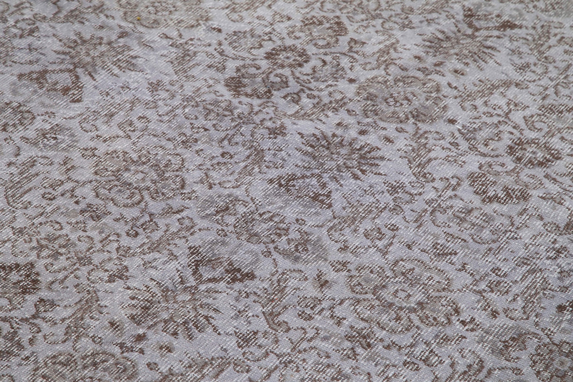 Overdyed Vintage Gri Eskitme Pamuk Yün El Dokuma Halısı 208x316 Agacan