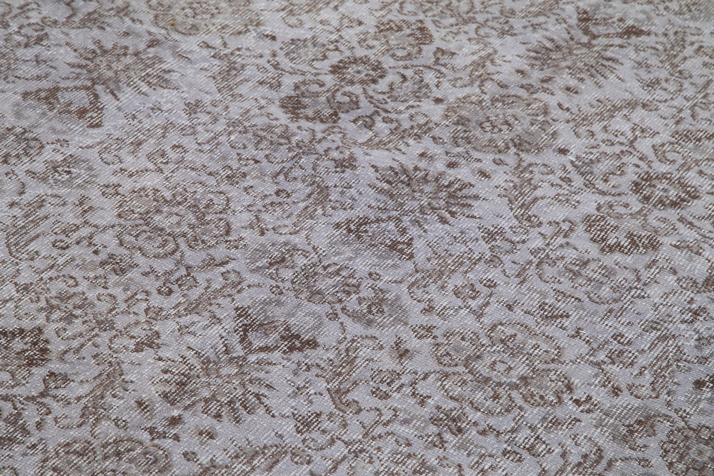 Overdyed Vintage Gri Eskitme Pamuk Yün El Dokuma Halısı 208x316 Agacan