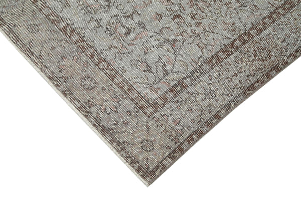 Overdyed Vintage Gri Eskitme Pamuk Yün El Dokuma Halısı 212x316 Agacan