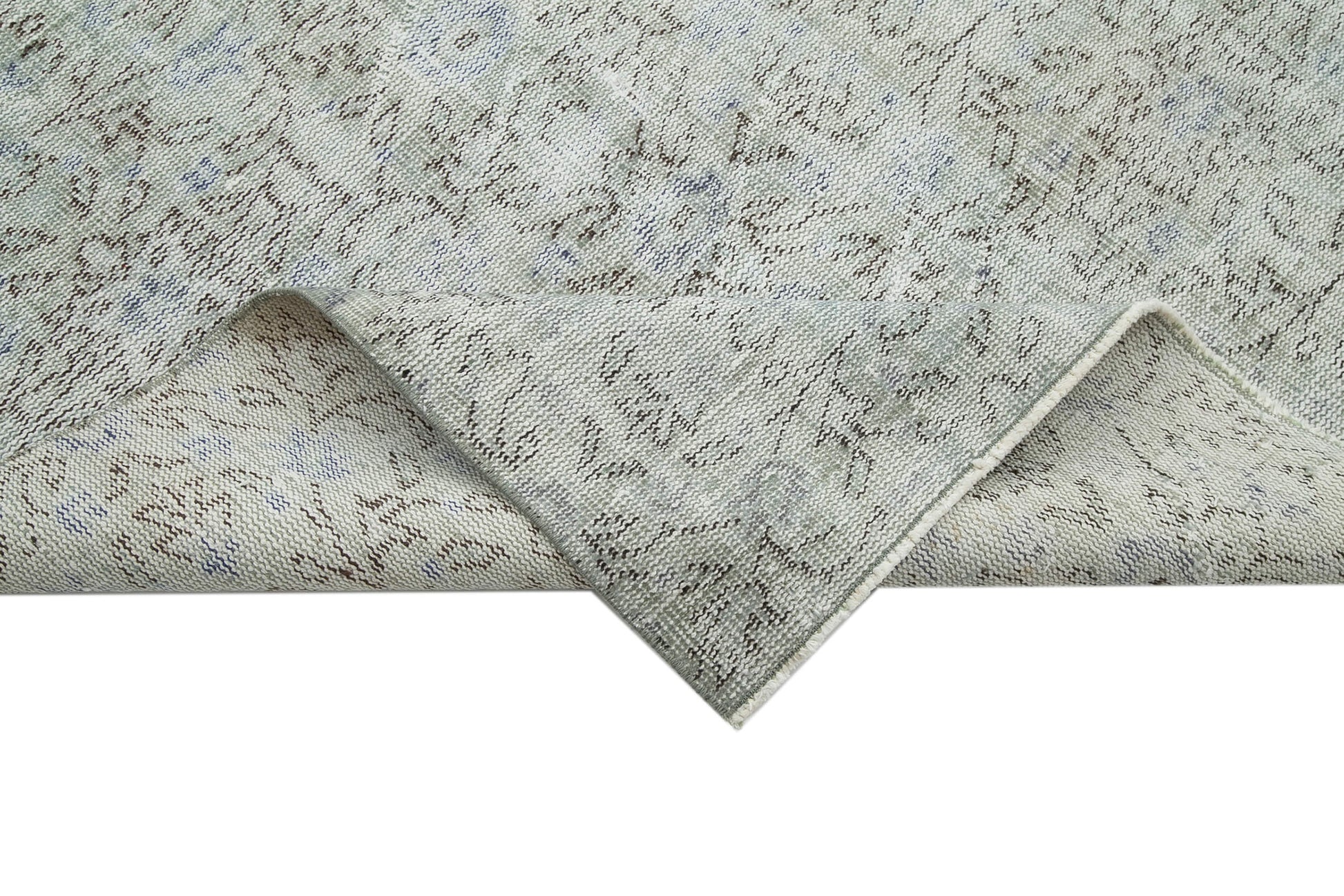 Overdyed Vintage Gri Eskitme Pamuk Yün El Dokuma Halısı 212x310 Agacan