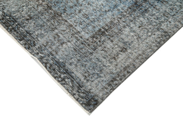 Overdyed Vintage Mavi Eskitme Pamuk Yün El Dokuma Halısı 218x304 Agacan