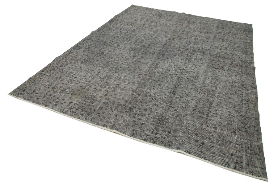 Overdyed Vintage Gri Eskitme Pamuk Yün El Dokuma Halısı 230x301 Agacan