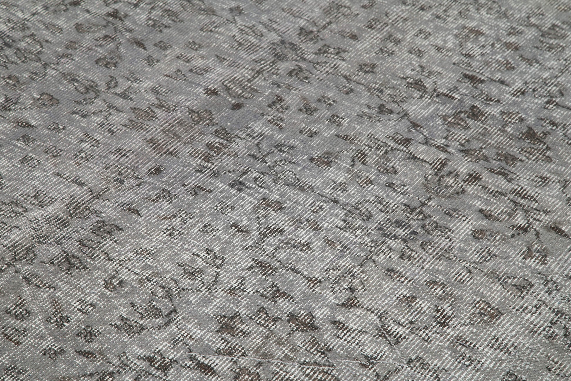 Overdyed Vintage Gri Eskitme Pamuk Yün El Dokuma Halısı 230x301 Agacan