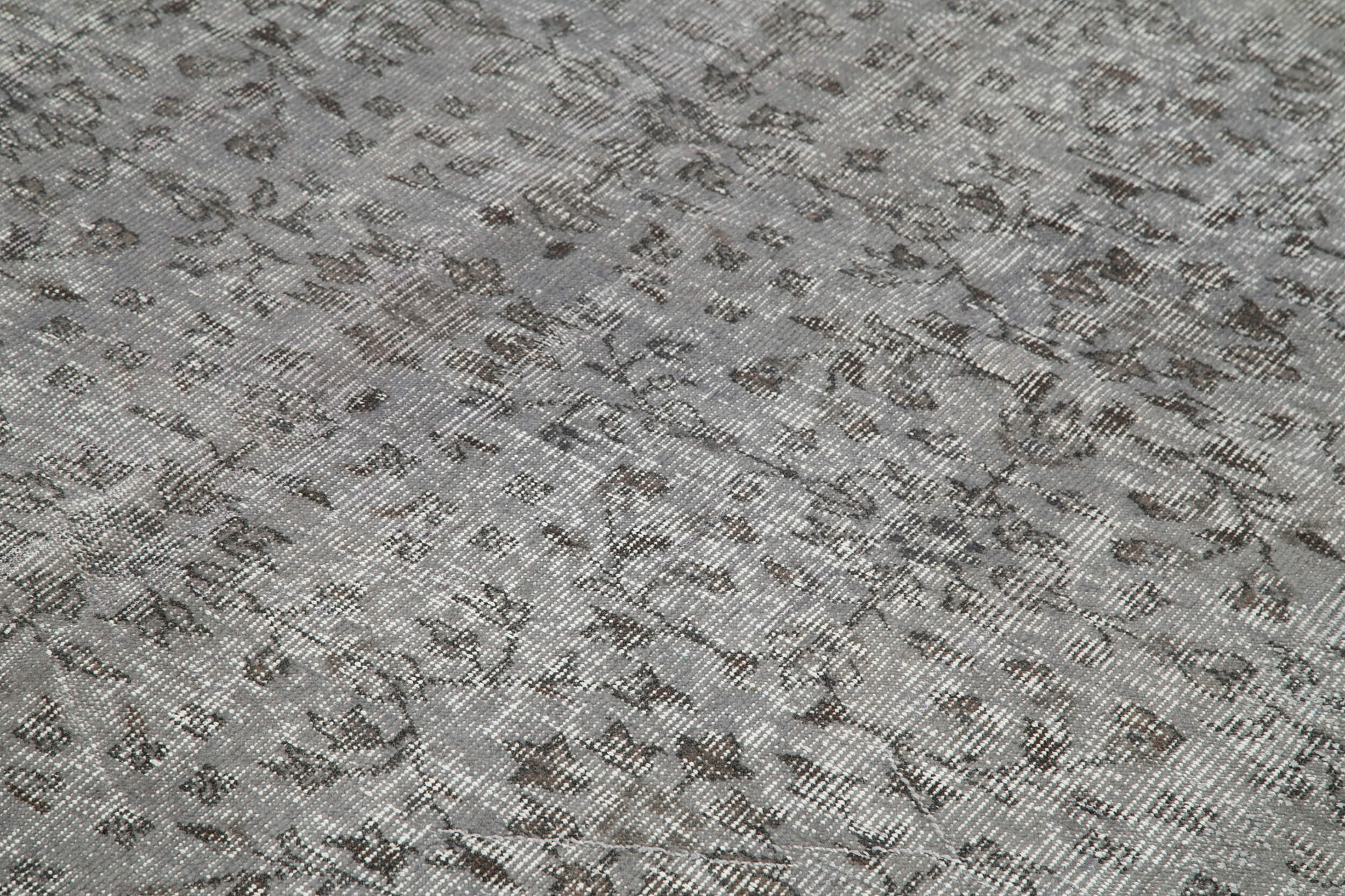 Overdyed Vintage Gri Eskitme Pamuk Yün El Dokuma Halısı 230x301 Agacan