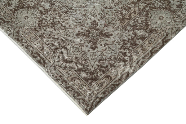 Overdyed Vintage Gri Eskitme Pamuk Yün El Dokuma Halısı 212x315 Agacan