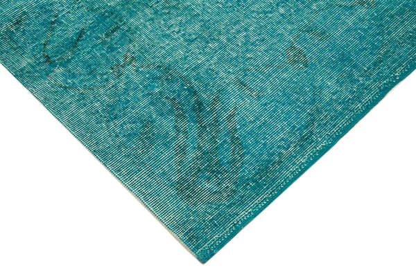 Overdyed Vintage Turkuaz Eskitme Pamuk Yün El Dokuma Halısı 215x307 Agacan