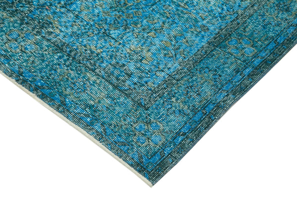 Overdyed Vintage Turkuaz Eskitme Pamuk Yün El Dokuma Halısı 158x261 Agacan