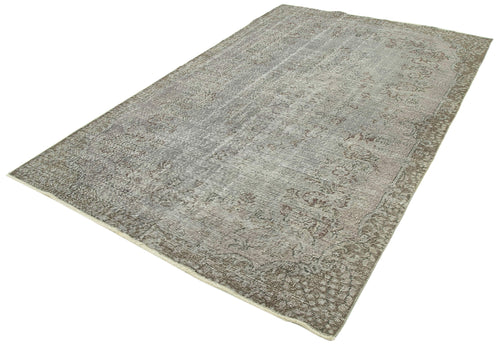 Overdyed Vintage Gri Eskitme Pamuk Yün El Dokuma Halısı 178x280 Agacan
