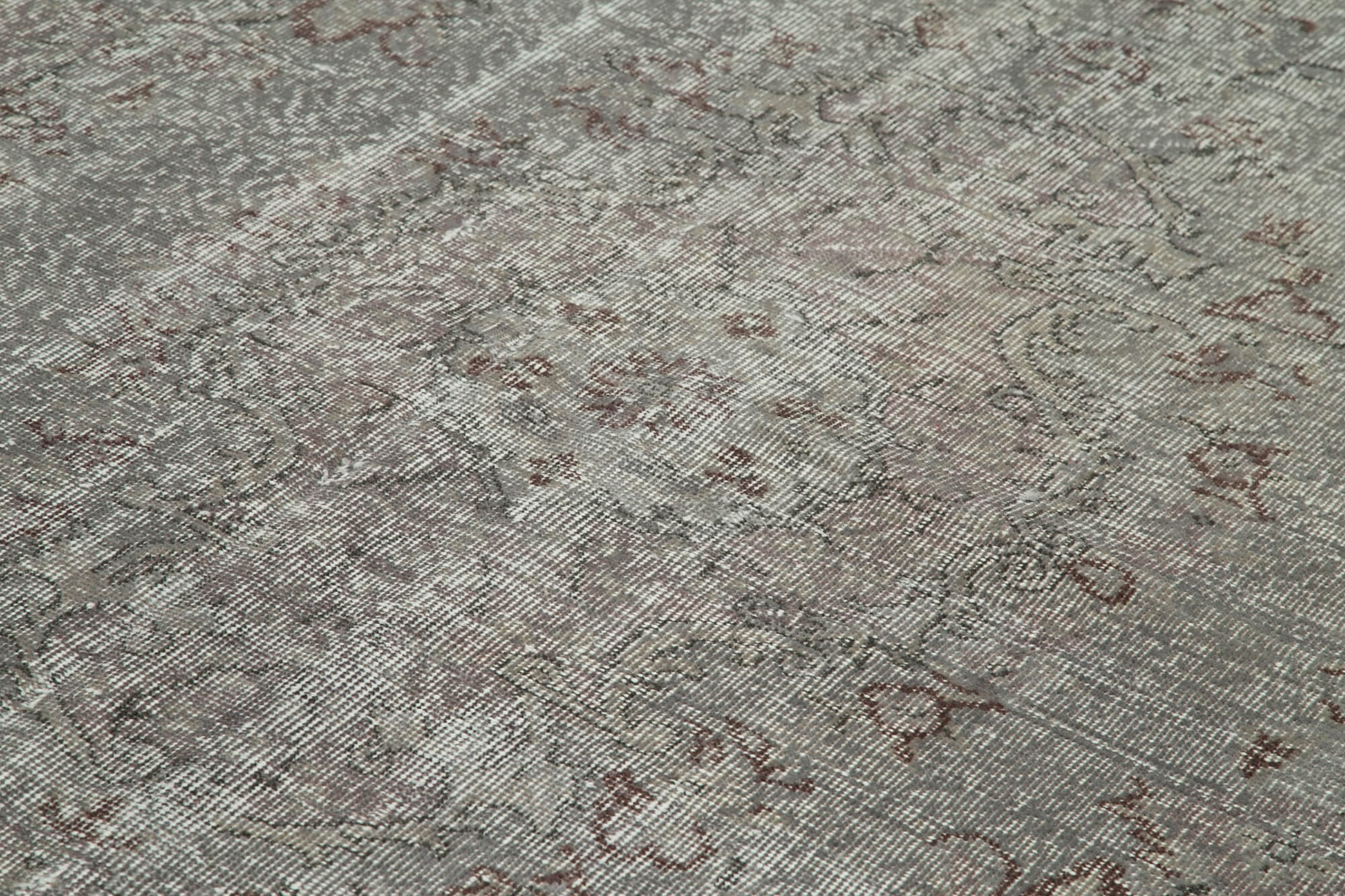 Overdyed Vintage Gri Eskitme Pamuk Yün El Dokuma Halısı 178x280 Agacan