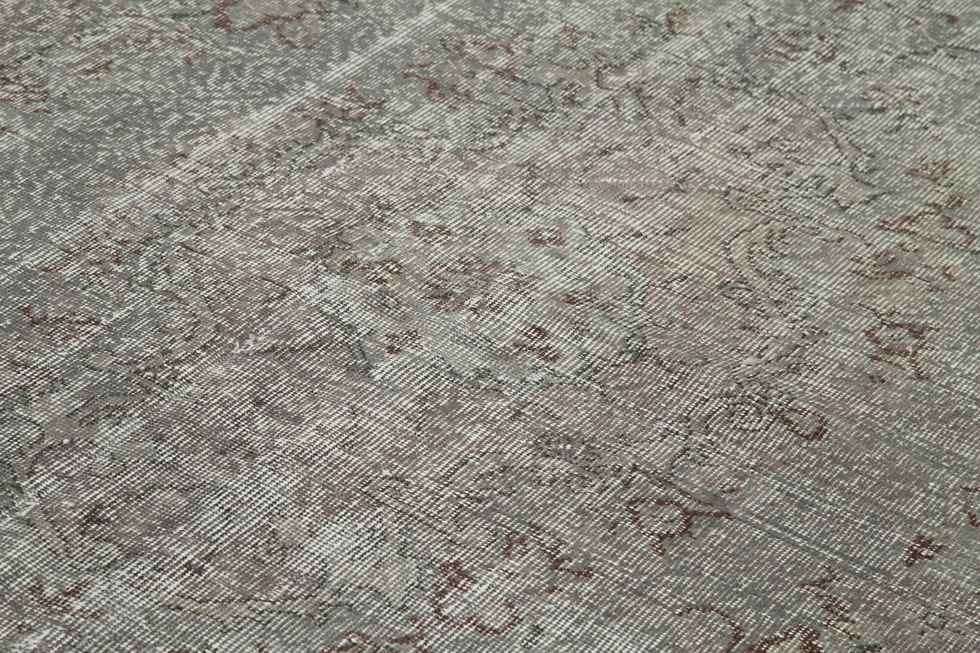 Overdyed Vintage Gri Eskitme Pamuk Yün El Dokuma Halısı 178x280 Agacan