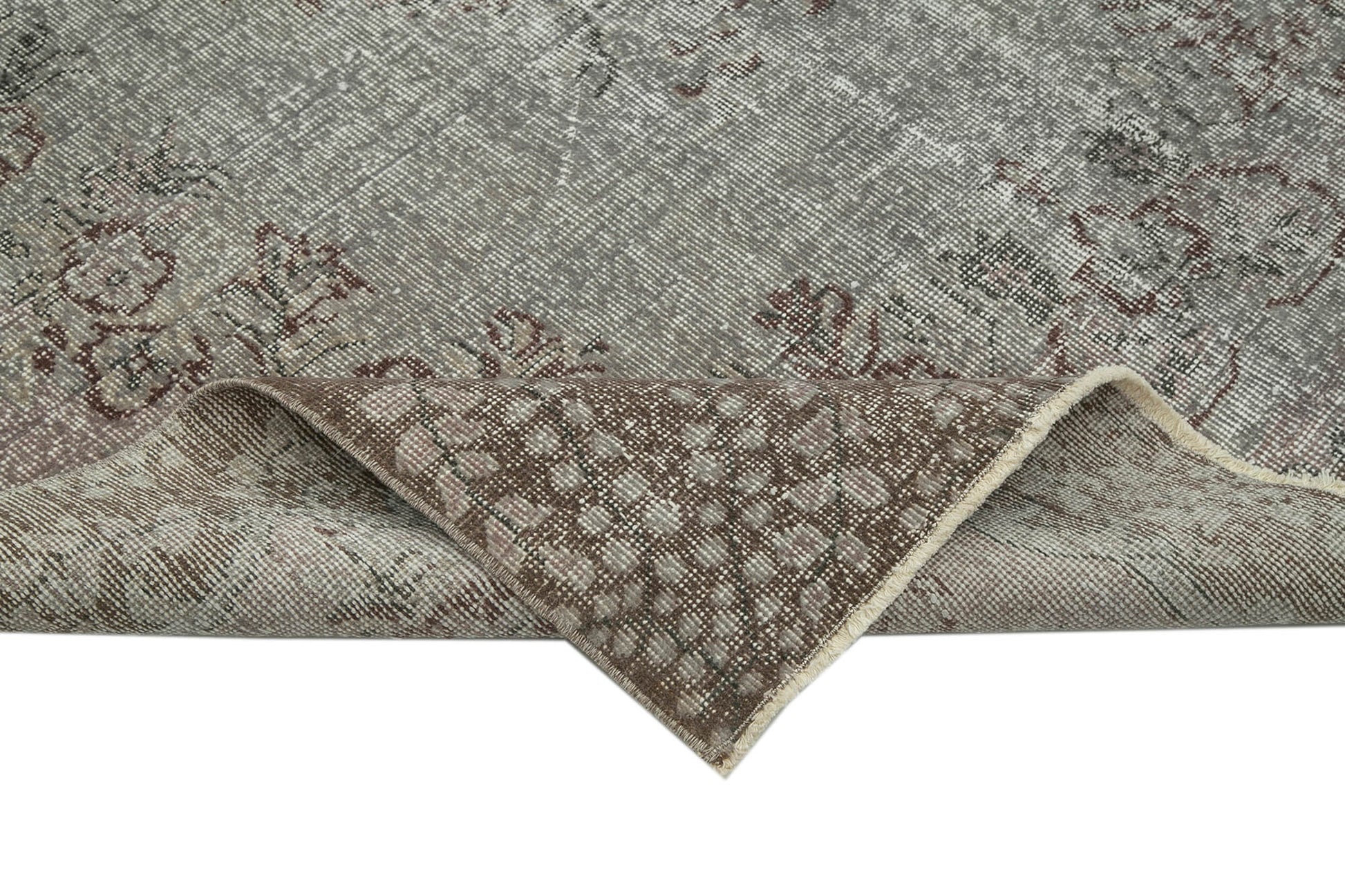 Overdyed Vintage Gri Eskitme Pamuk Yün El Dokuma Halısı 178x280 Agacan