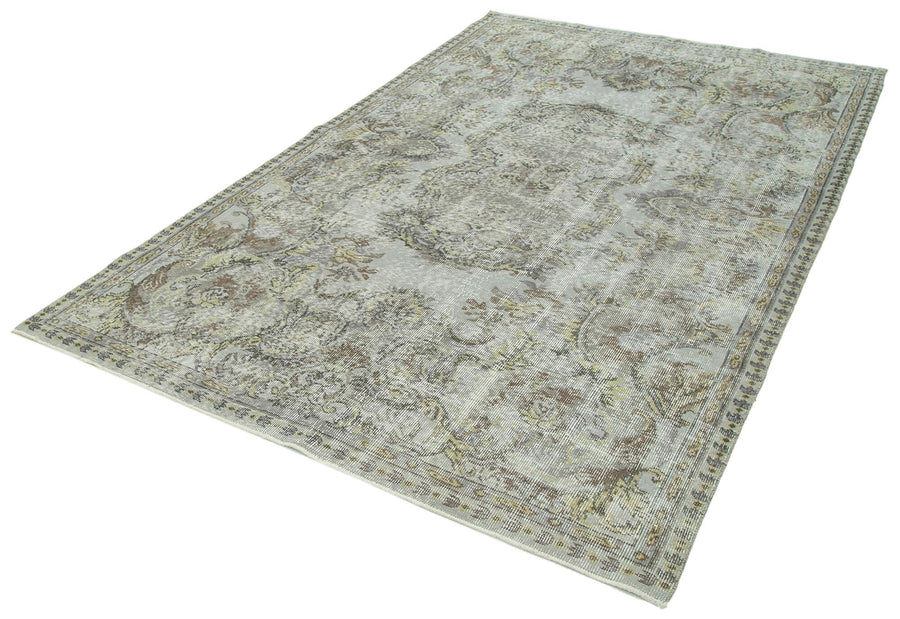 Overdyed Vintage Mavi Eskitme Pamuk Yün El Dokuma Halısı 169x263 Agacan