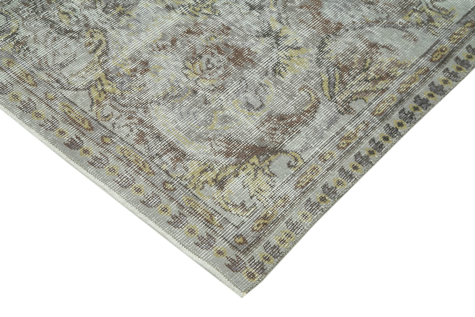 Overdyed Vintage Mavi Eskitme Pamuk Yün El Dokuma Halısı 169x263 Agacan