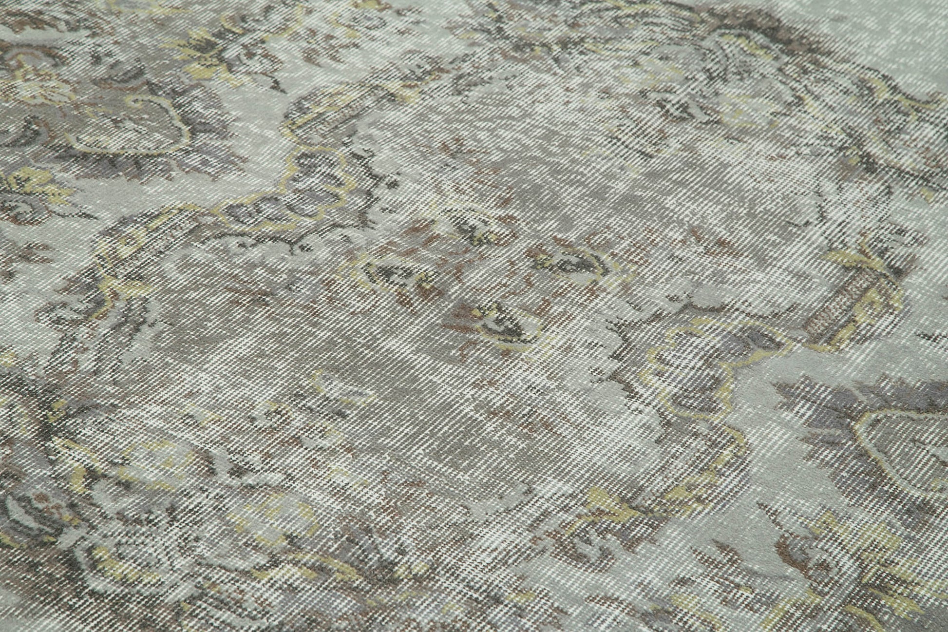 Overdyed Vintage Mavi Eskitme Pamuk Yün El Dokuma Halısı 169x263 Agacan