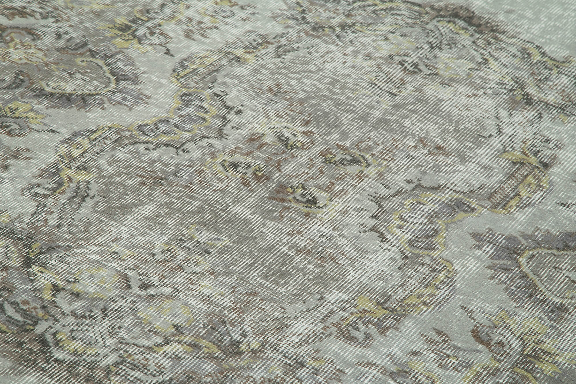 Overdyed Vintage Mavi Eskitme Pamuk Yün El Dokuma Halısı 169x263 Agacan