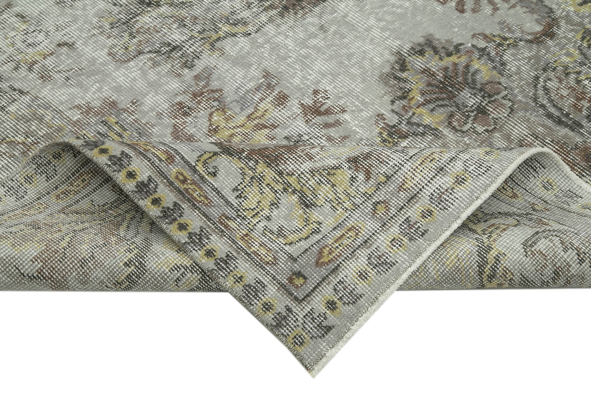 Overdyed Vintage Mavi Eskitme Pamuk Yün El Dokuma Halısı 169x263 Agacan