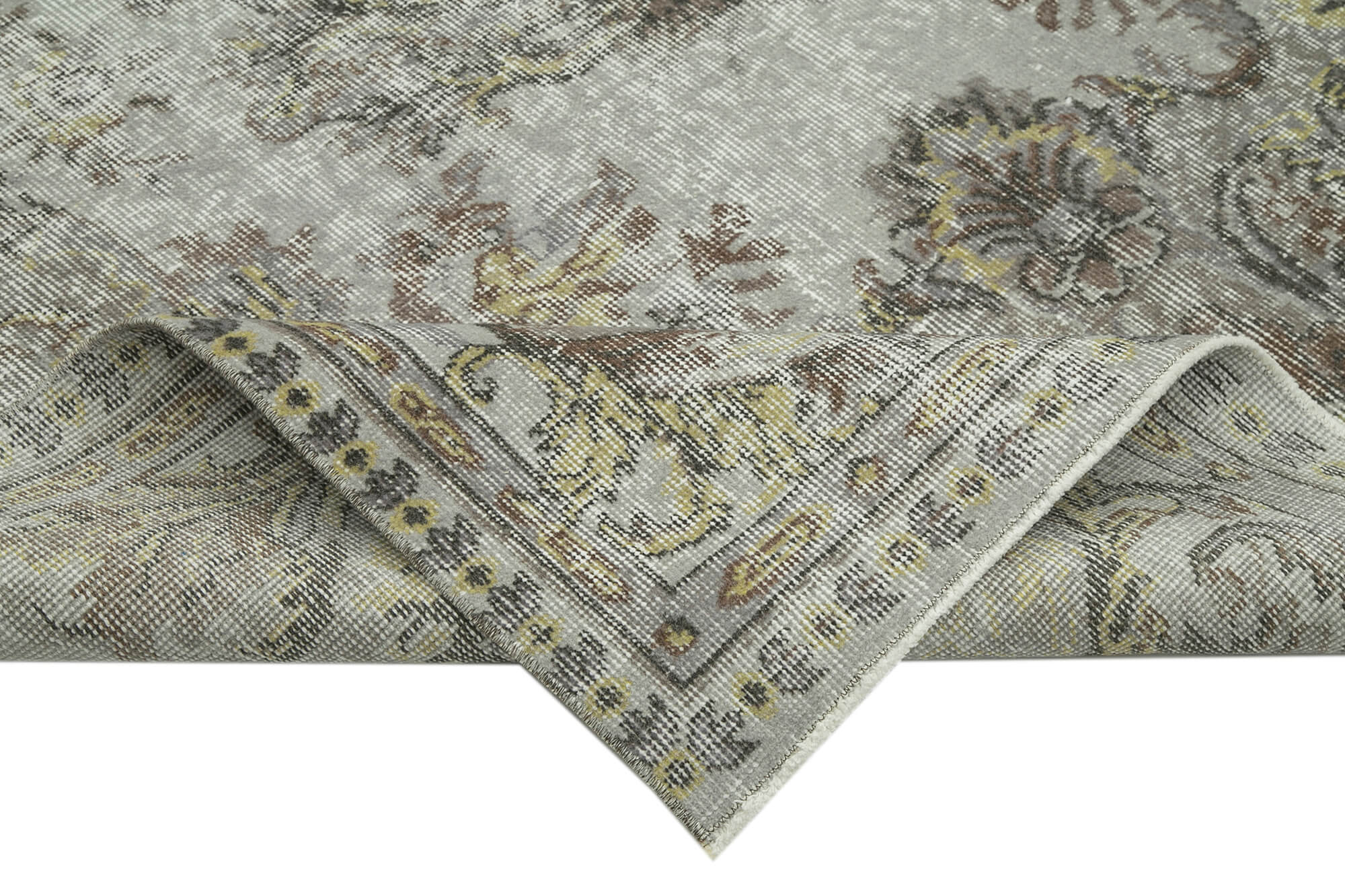 Overdyed Vintage Mavi Eskitme Pamuk Yün El Dokuma Halısı 169x263 Agacan