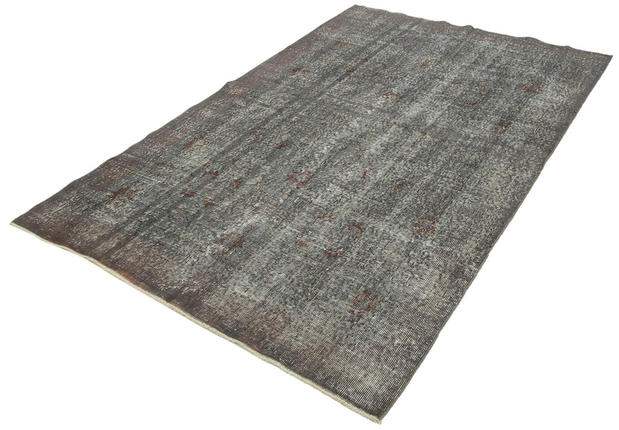 Overdyed Vintage Gri Eskitme Pamuk Yün El Dokuma Halısı 148x253 Agacan