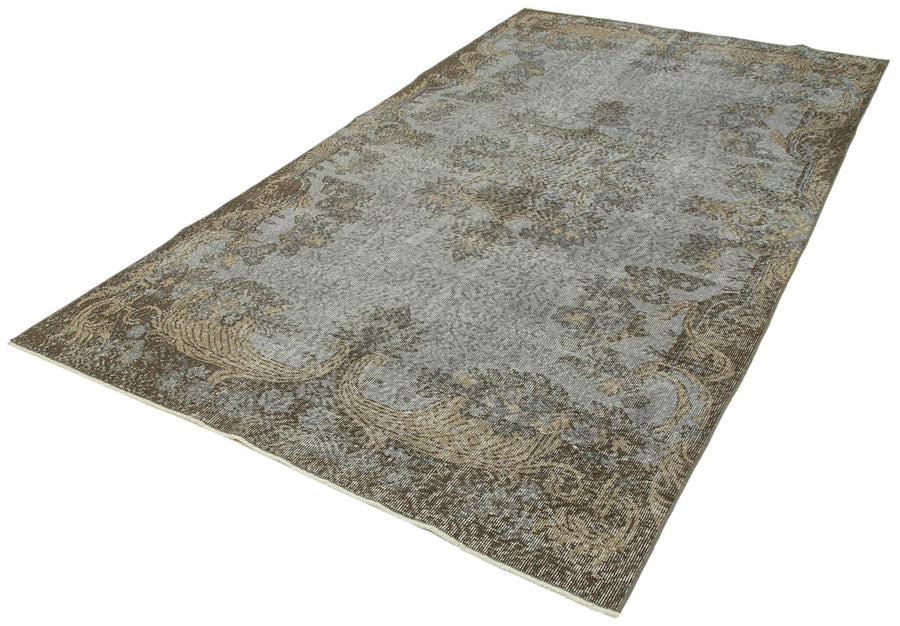 Overdyed Vintage Gri Eskitme Pamuk Yün El Dokuma Halısı 160x280 Agacan