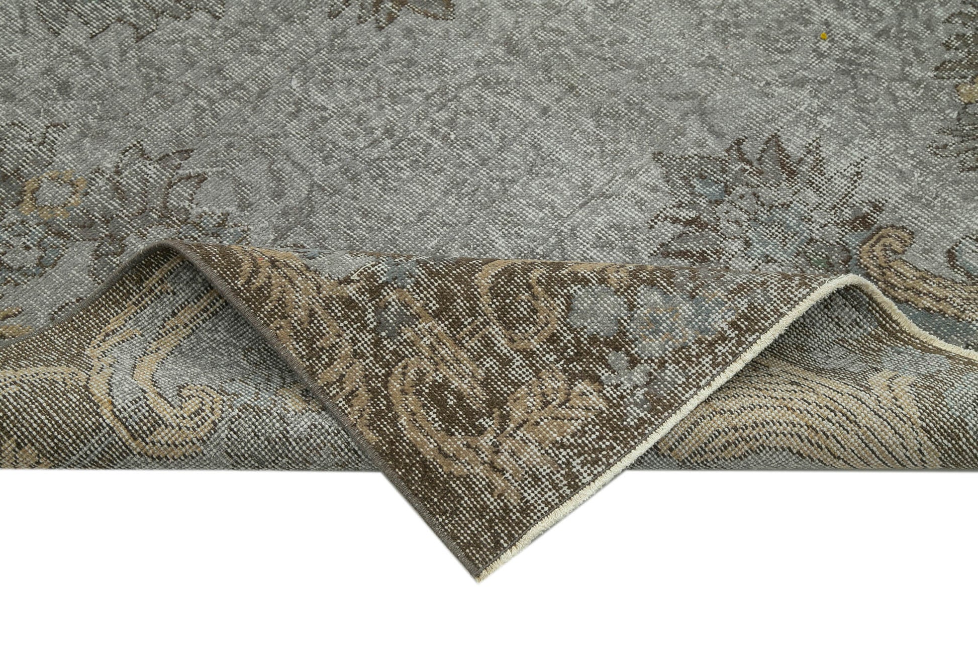 Overdyed Vintage Gri Eskitme Pamuk Yün El Dokuma Halısı 160x280 Agacan