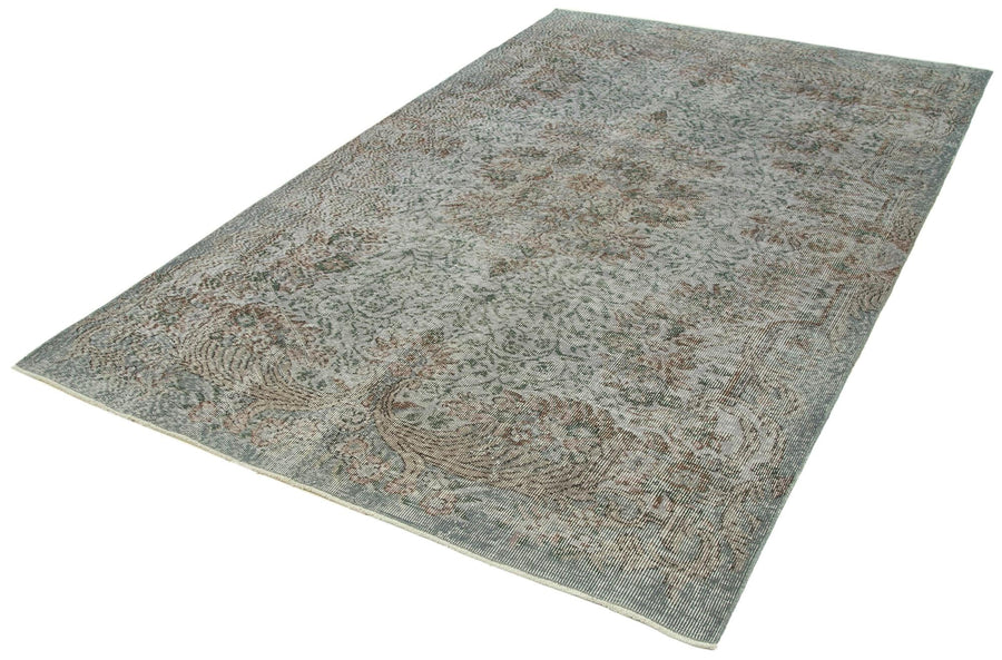 Overdyed Vintage Gri Eskitme Pamuk Yün El Dokuma Halısı 175x275 Agacan