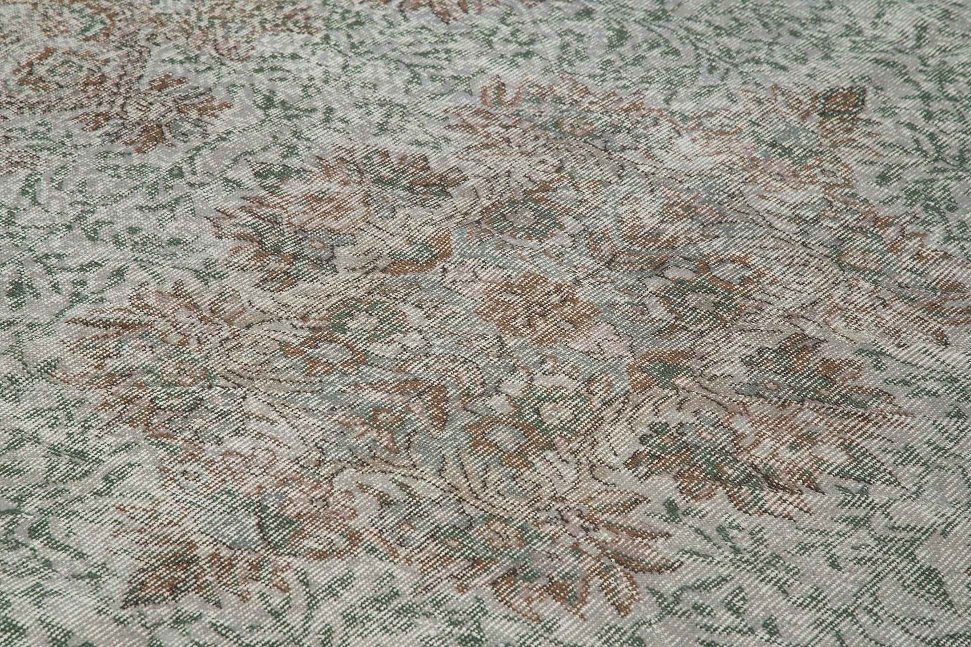 Overdyed Vintage Gri Eskitme Pamuk Yün El Dokuma Halısı 175x275 Agacan