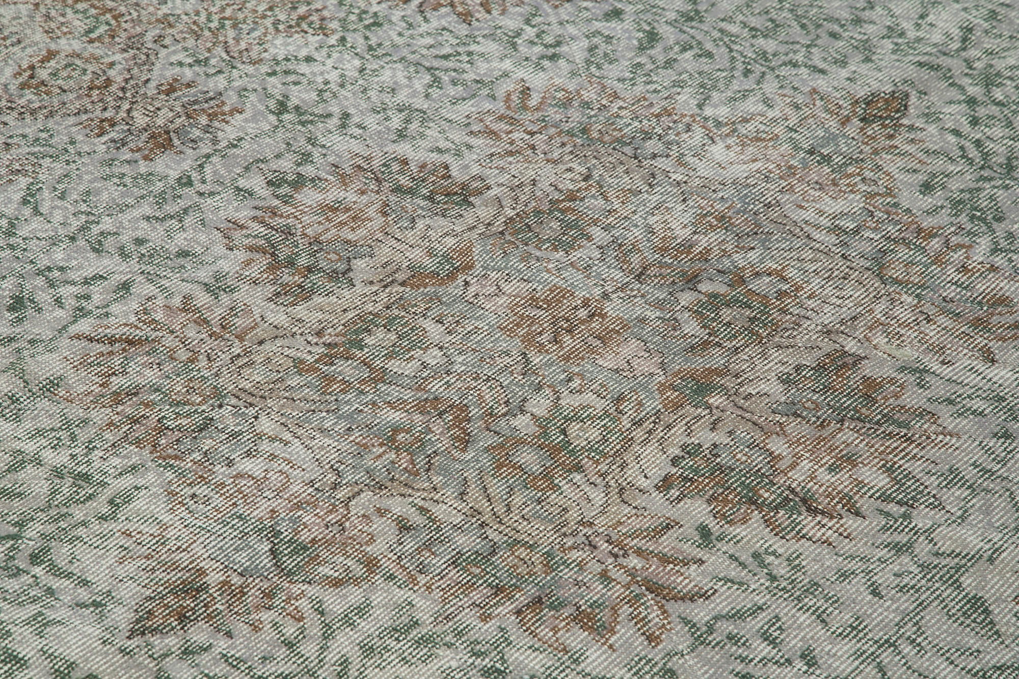 Overdyed Vintage Gri Eskitme Pamuk Yün El Dokuma Halısı 175x275 Agacan