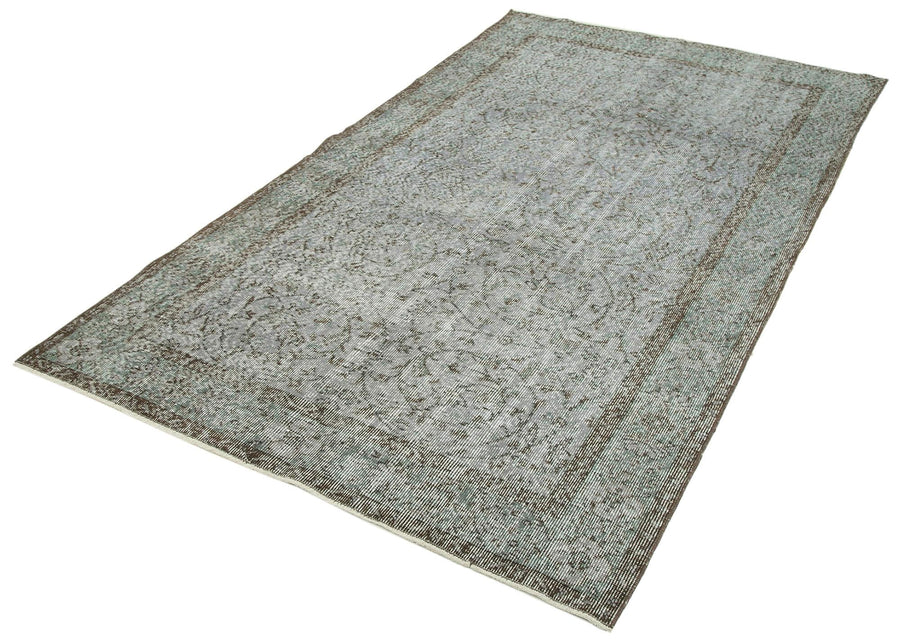 Overdyed Vintage Gri Eskitme Pamuk Yün El Dokuma Halısı 143x254 Agacan
