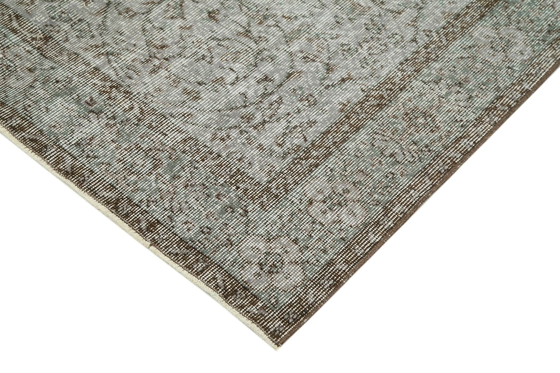Overdyed Vintage Gri Eskitme Pamuk Yün El Dokuma Halısı 143x254 Agacan