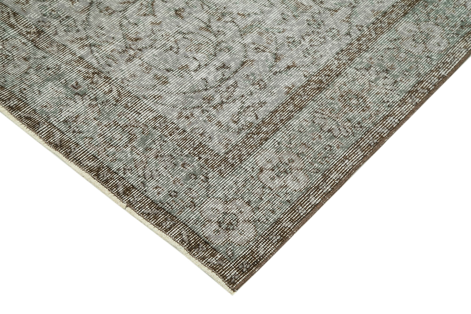 Overdyed Vintage Gri Eskitme Pamuk Yün El Dokuma Halısı 143x254 Agacan