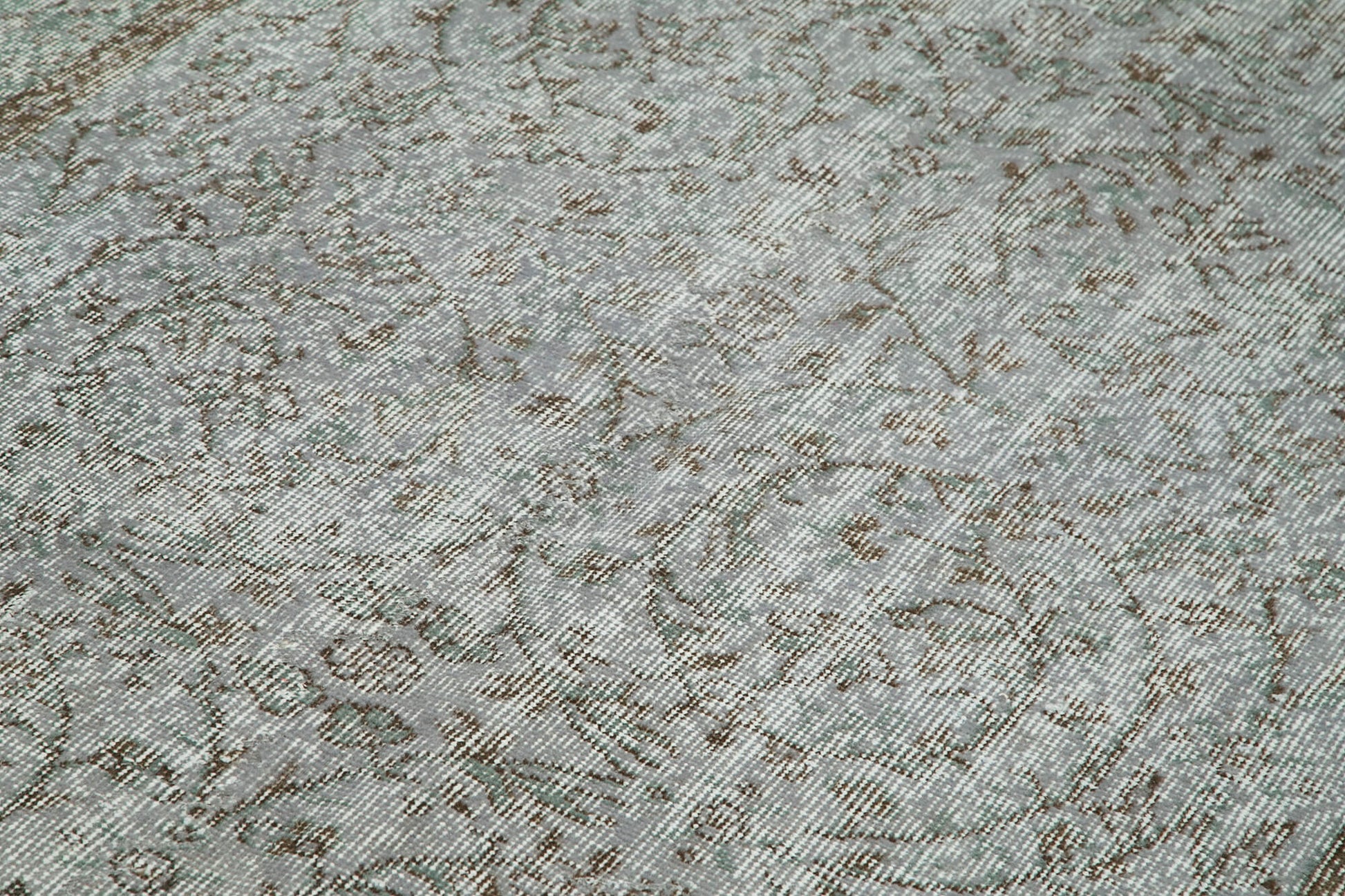 Overdyed Vintage Gri Eskitme Pamuk Yün El Dokuma Halısı 143x254 Agacan