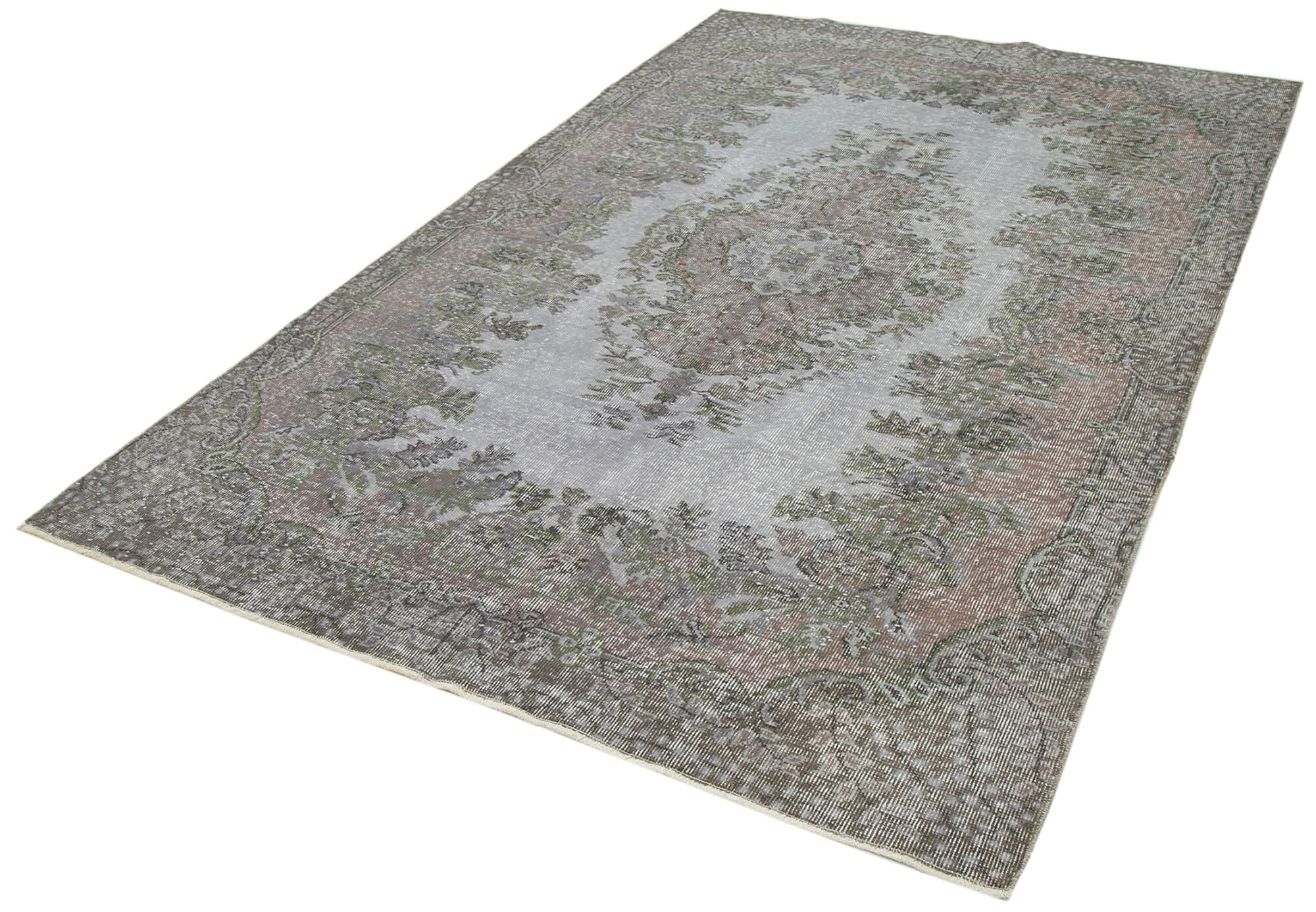 Overdyed Vintage Mavi Eskitme Pamuk Yün El Dokuma Halısı 168x272 Agacan