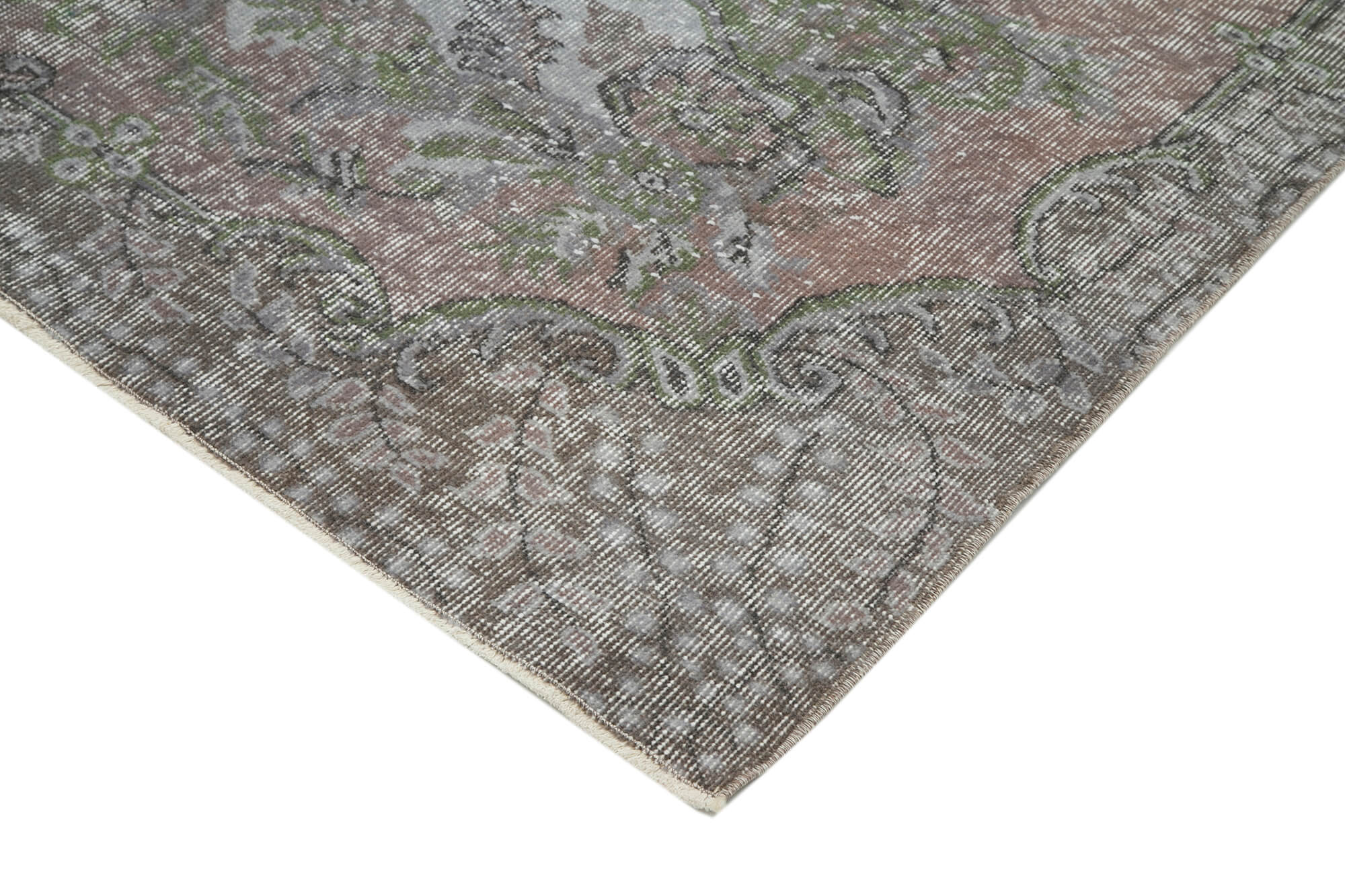 Overdyed Vintage Mavi Eskitme Pamuk Yün El Dokuma Halısı 168x272 Agacan