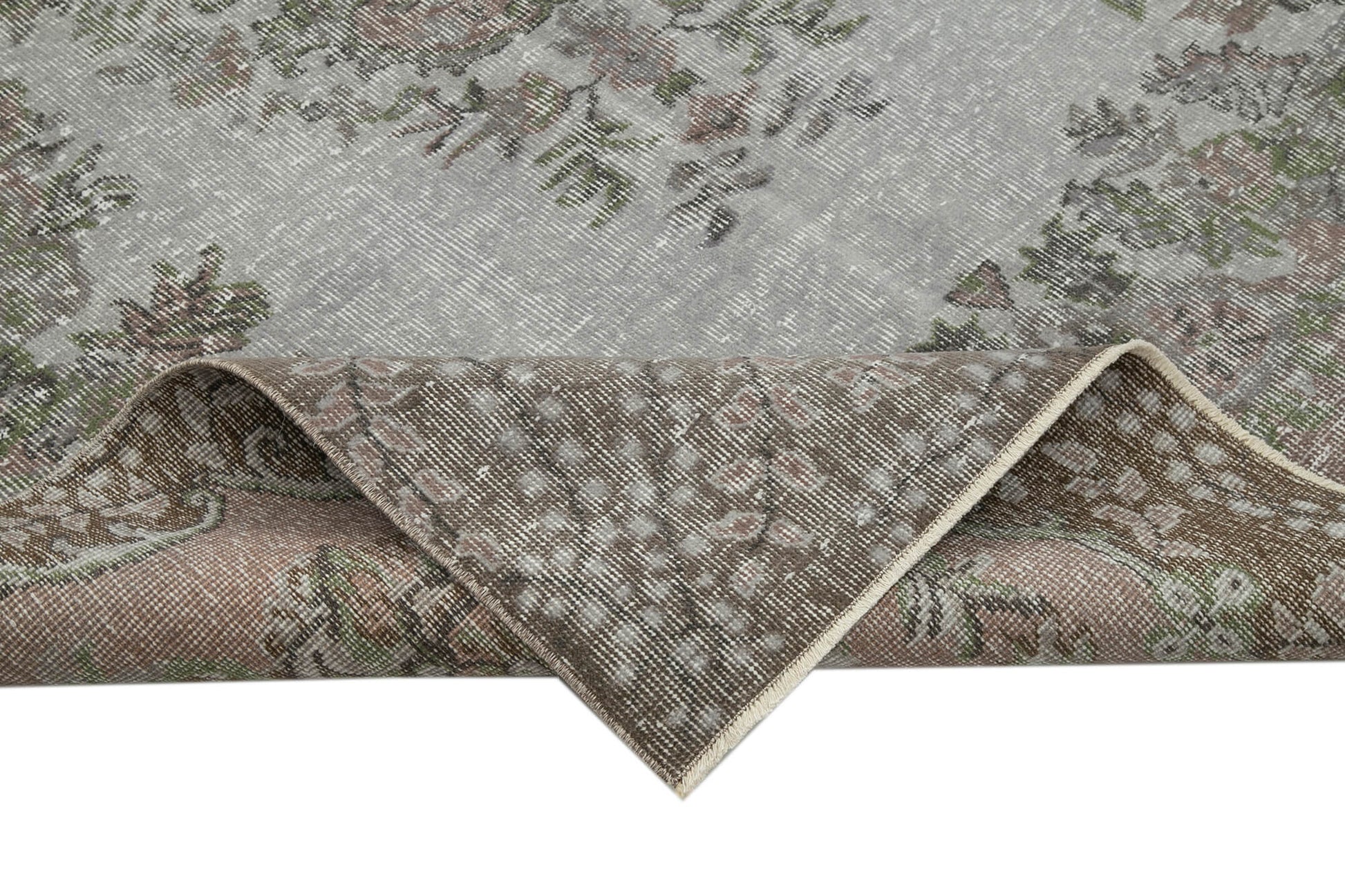 Overdyed Vintage Mavi Eskitme Pamuk Yün El Dokuma Halısı 168x272 Agacan