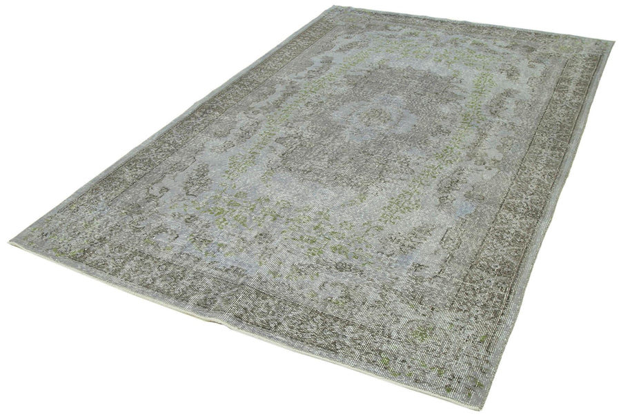 Overdyed Vintage Gri Eskitme Pamuk Yün El Dokuma Halısı 169x261 Agacan