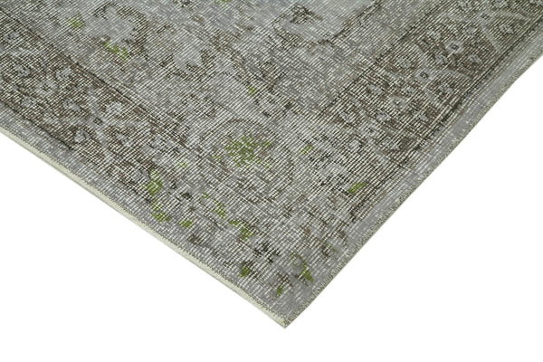 Overdyed Vintage Gri Eskitme Pamuk Yün El Dokuma Halısı 169x261 Agacan