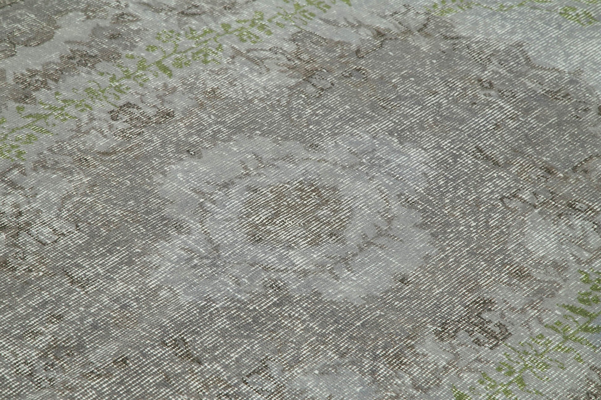 Overdyed Vintage Gri Eskitme Pamuk Yün El Dokuma Halısı 169x261 Agacan