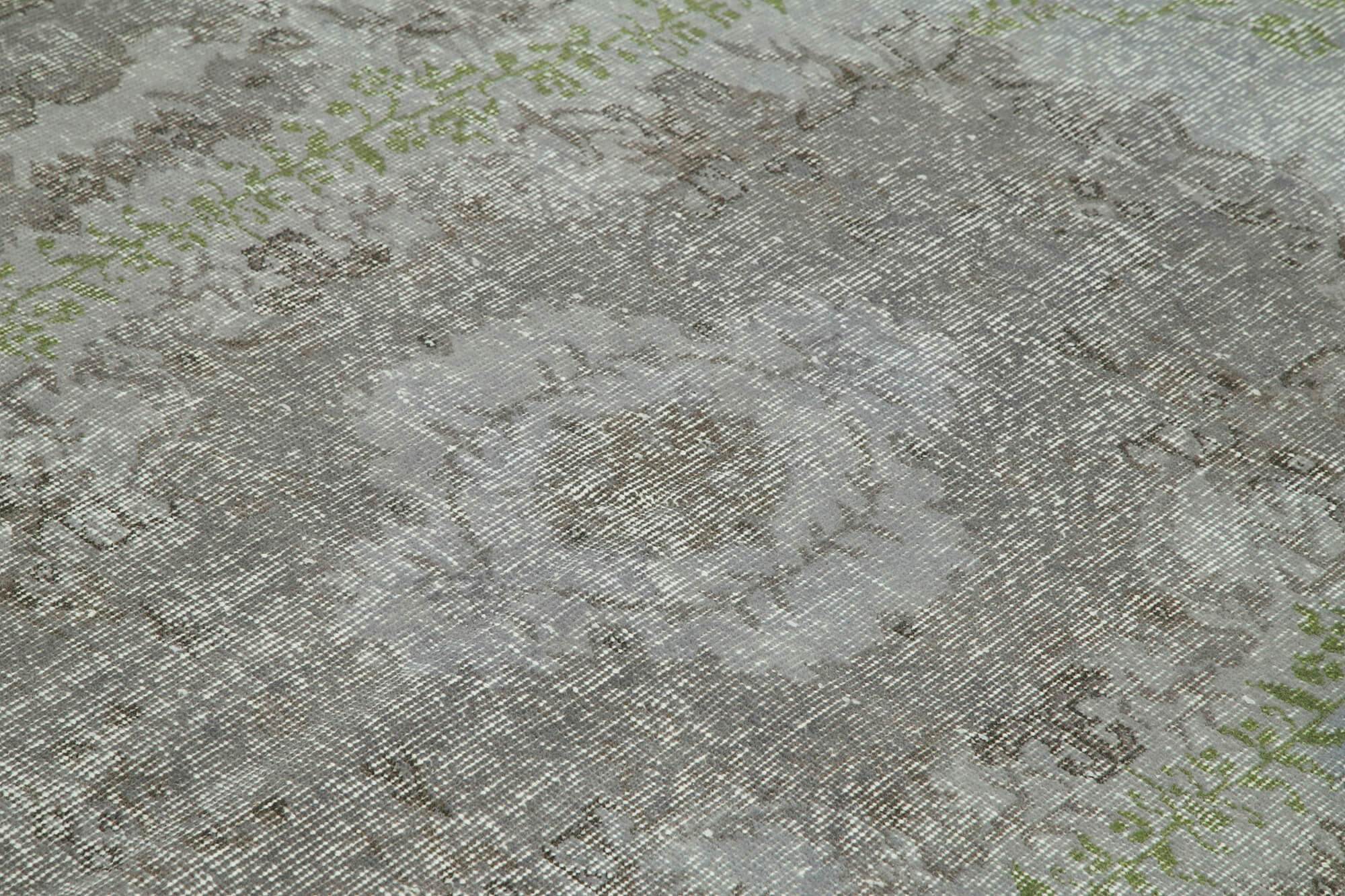 Overdyed Vintage Gri Eskitme Pamuk Yün El Dokuma Halısı 169x261 Agacan